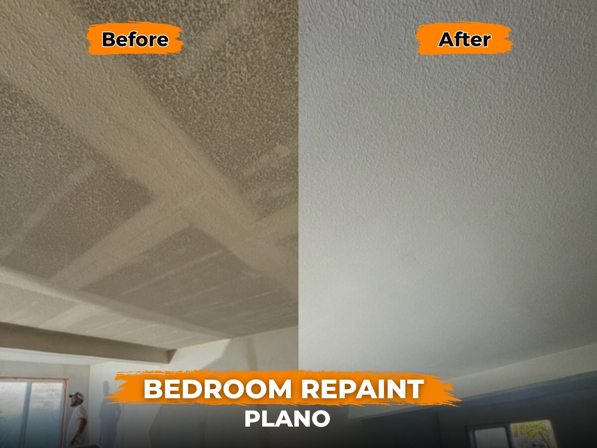Textured ceiling resurfaced and repainted in Plano