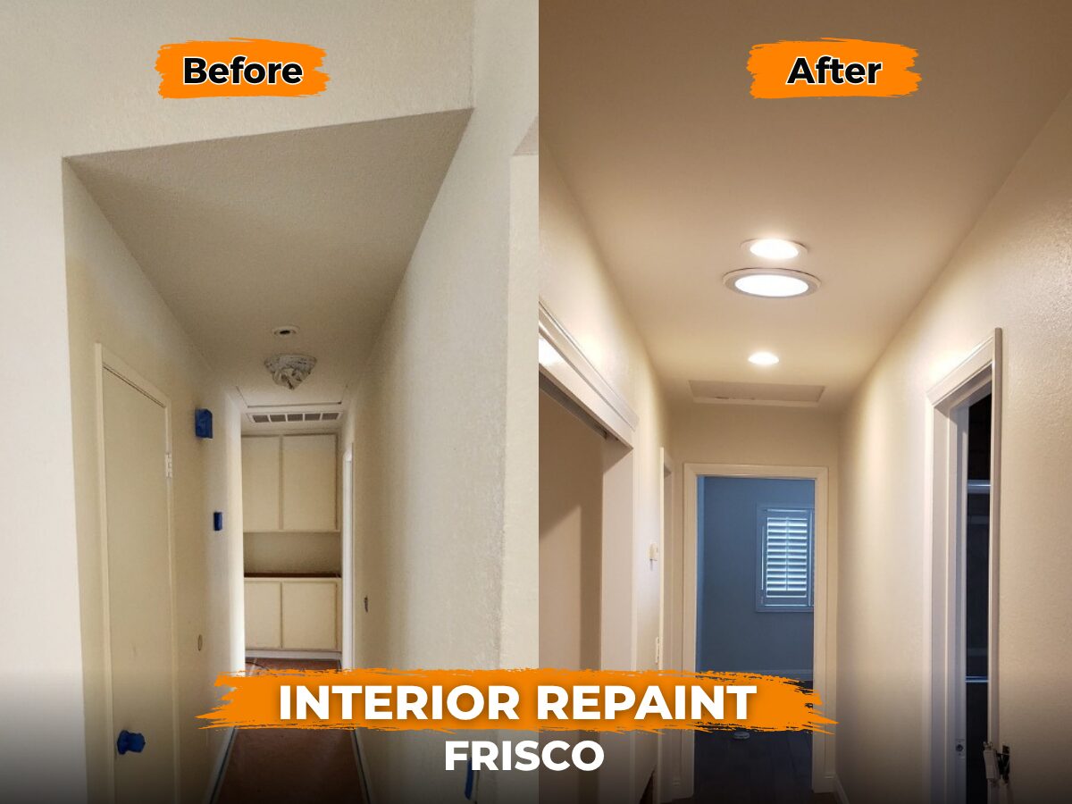 Hallway and doors repainted in Frisco
