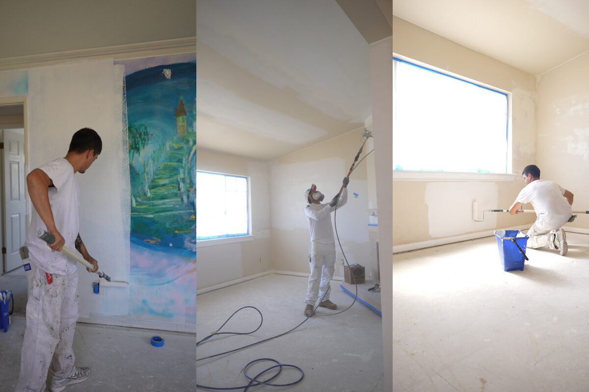 Spraying and cutting in on an interior repaint